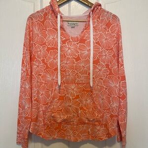 Koolaburra by UGG Women’s Medium Floral Hoodie Pullover Sweatshirt Coral Orange